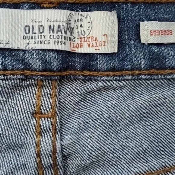 Old Navy Ultra Low Waist Skinny Blue Denim Jeans Womens Size 12 - Picture 3 of 6